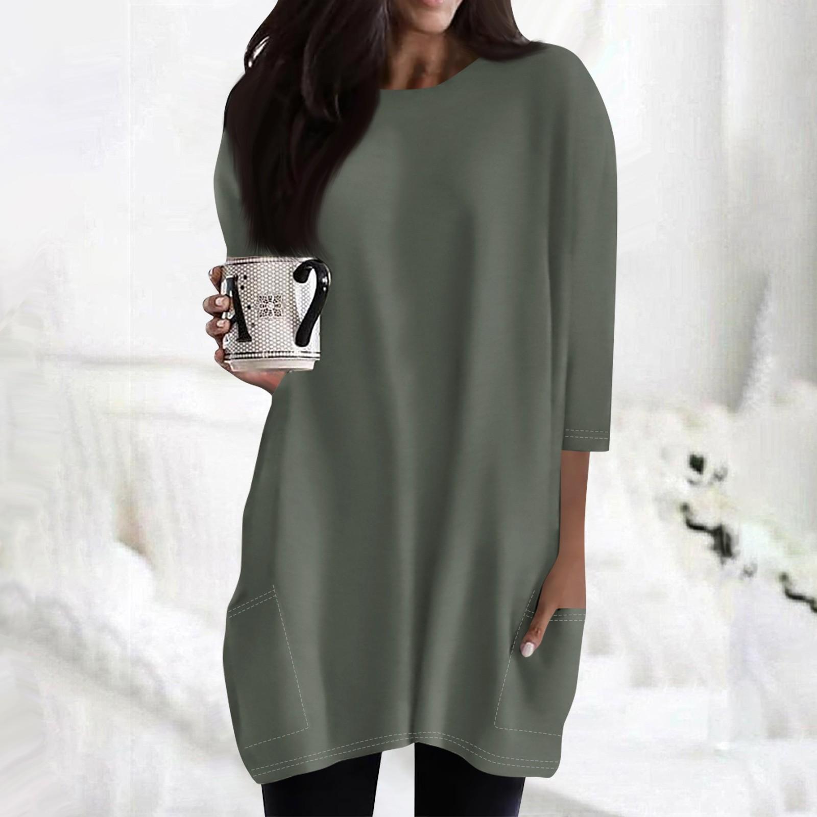 

Женские повседневные рубашки с рукавами 3/4, модные туники с принтом, топы с карманами XXL