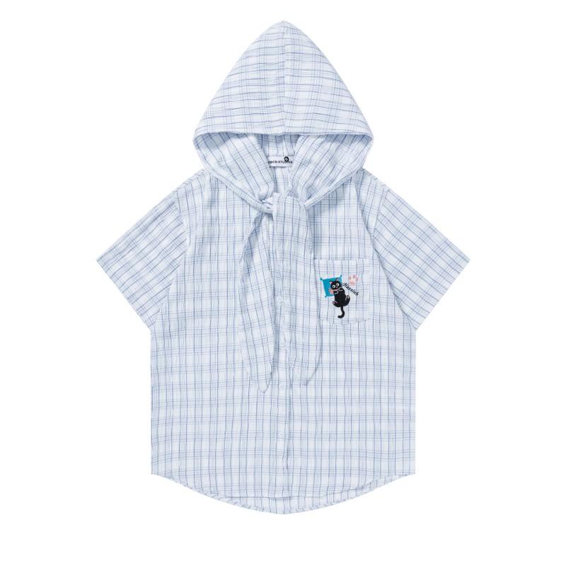 American Vintage Fun Cat Hooded Shirt Loose Fit Casual Top Men Women