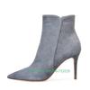 Fashion Women Pointed Toe Ankle Boots Stiletto High Heel Side Zipper Short Boots Solid Color Suede/leather Spring Autumn New Women Boots