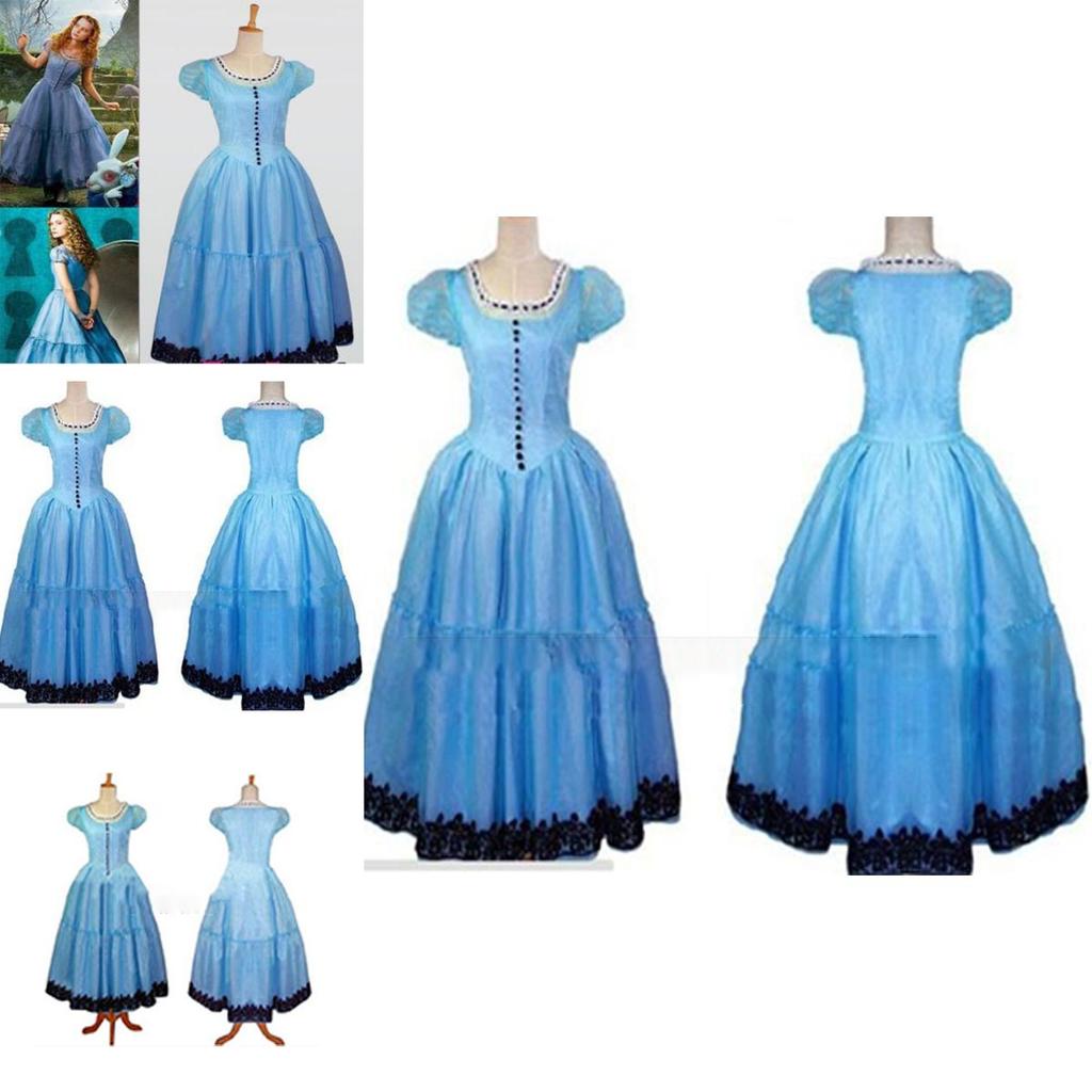 Enchanting Alice In Wonderland Tim Burton Cosplay Blue Dress For Halloween And Prom