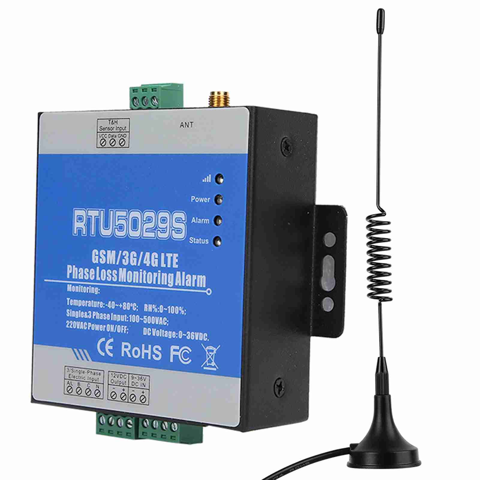 

RTU5029 GSM 380V 3 Phase Loss Temperature Humidity Alarm Power Failure Status Monitoring Controller
