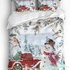 Weihnachten Schneeszene Schneeflocken Wichtel 3-teiliges Bettwäscheset für Doppelbett Heimtextilien Bettbezug Steppdeckenbezug Kissenbezug