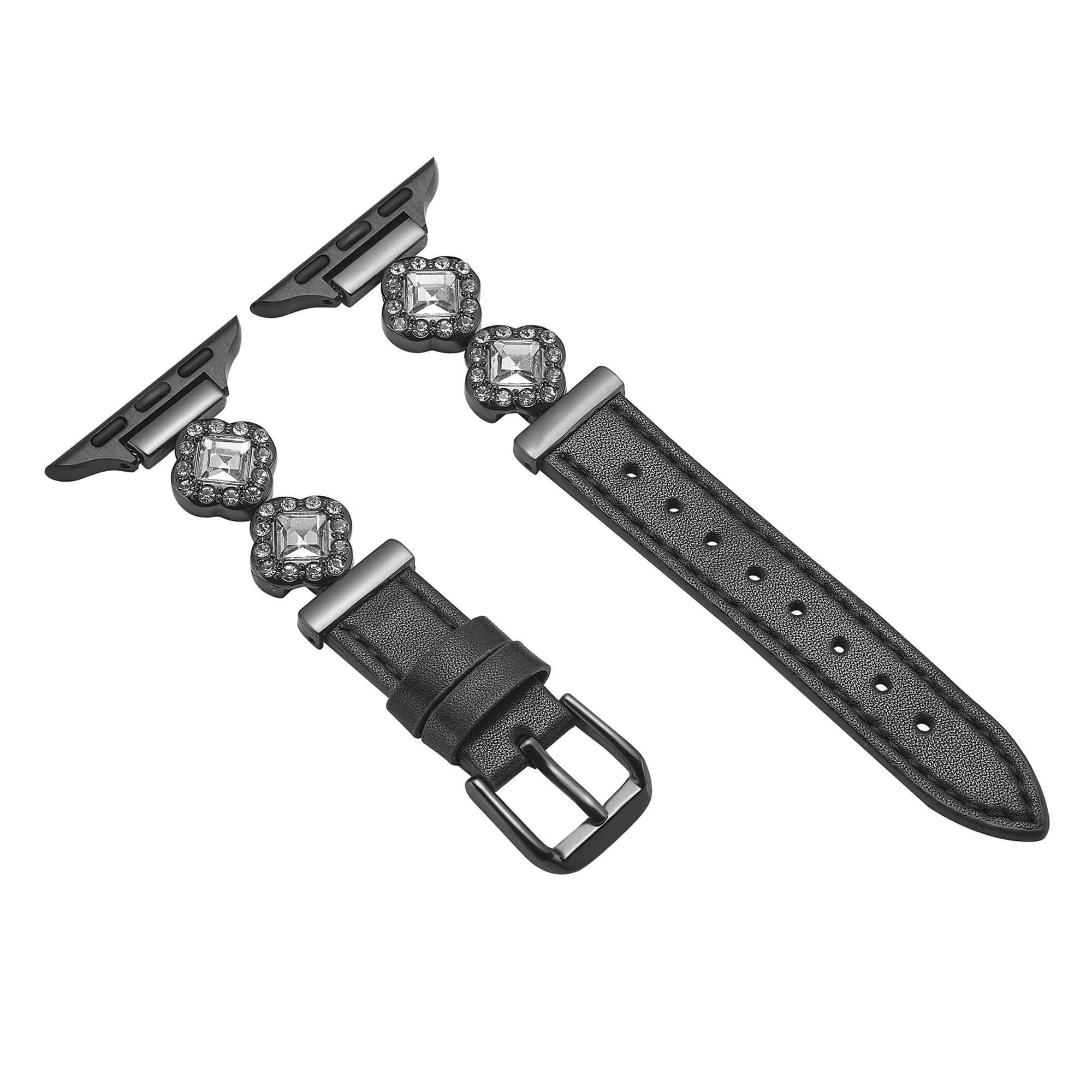 

Для Apple Watch Series 10 42 мм/9 8 7 41 мм/SE (2023) SE (2022) SE 6 5 4 40мм/3 2 1 38мм Ремешок для часов с декором из страз Black