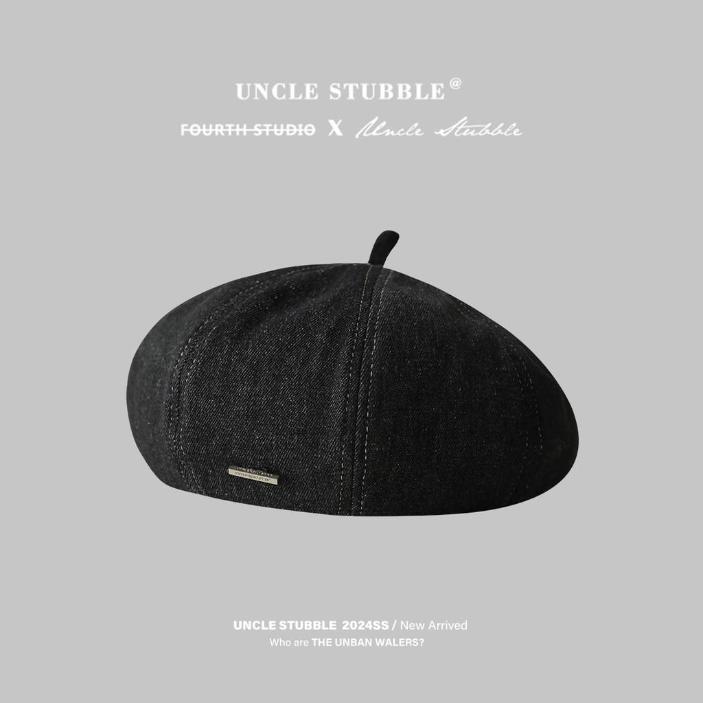 

Винтажный Стильный Корейский Берет-Тыква Для Женщин Регулируемый Джинсовый 2024 Кепка чёрный