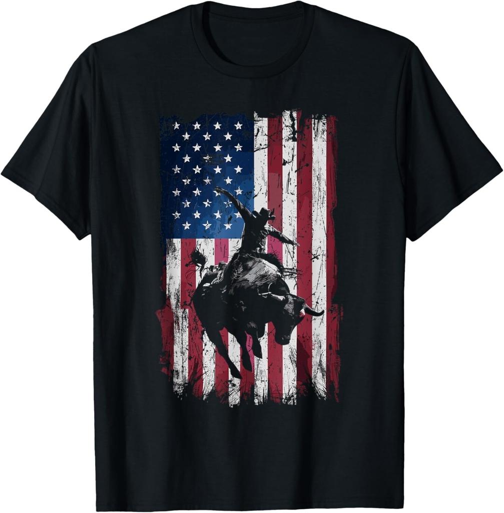 Cowboy del Rodeo Stile Western Bandiera USA Cowboys Maglietta Regalo T-Shirt Unisex