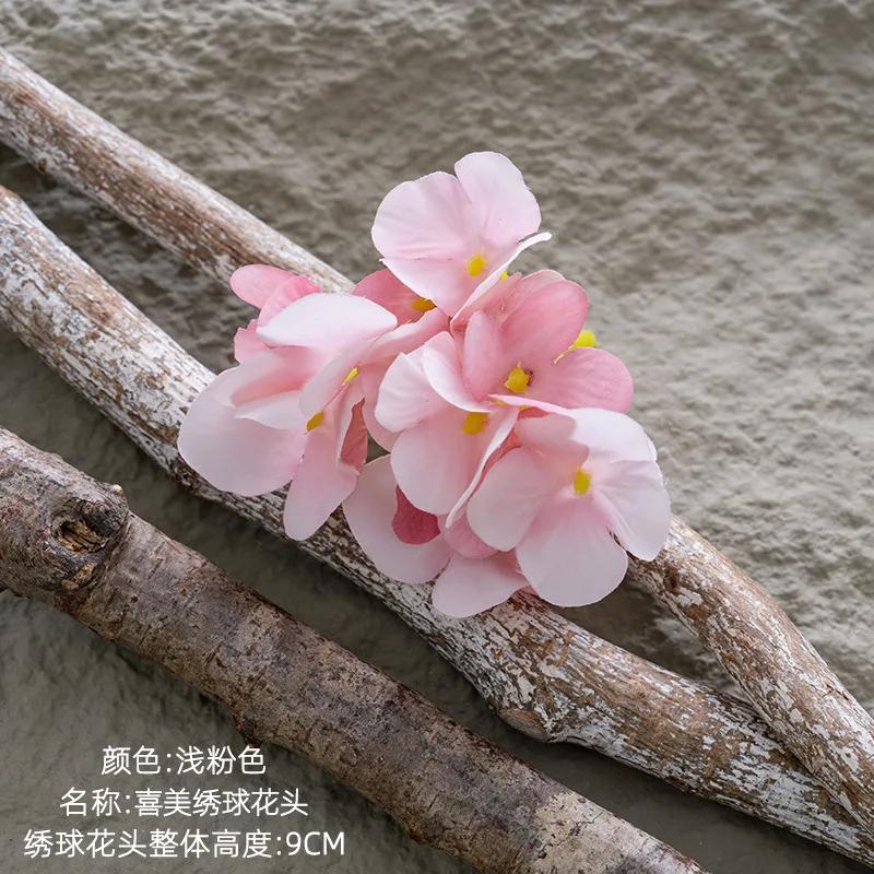 

10 шт. головка гортензии в стиле INS искусственные цветы и зеленые растения оптом свадебное украшение из искусственных цветов Decoración Hogar светло-розовый