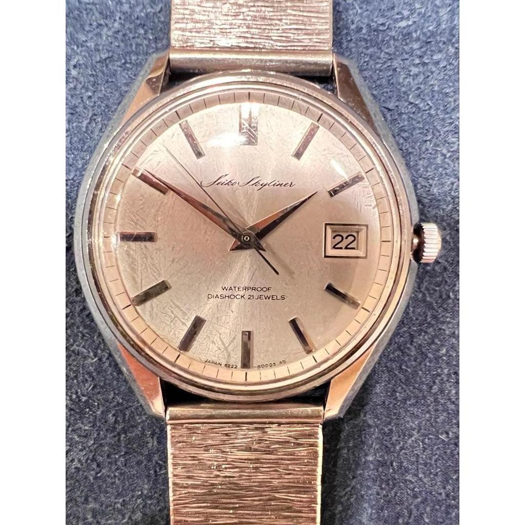 Used Superb beauty 60's Seiko Skyliner manual wind rare script logo BAMBI belt