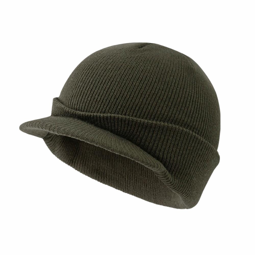 Earflap Short Brim Beanie Cap Thicken Add Plush Lined Hat Fashion Warm Knitted Peaked Cap Winter