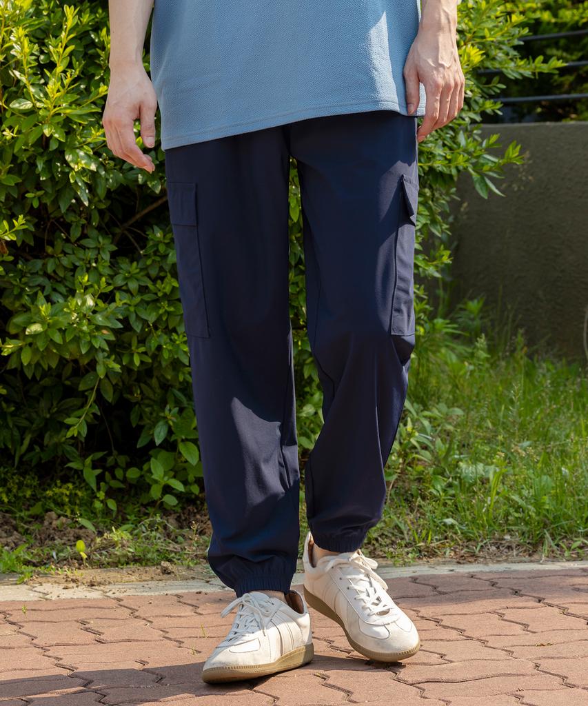 Keonsebbi Cool Max Stretch Elastic Waist Cargo Pants Navy