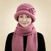 Middle-aged and elderly warm wool hat women's fashion versatile mother basin hat fleece ear protection hat winter cold-proof knitted hat