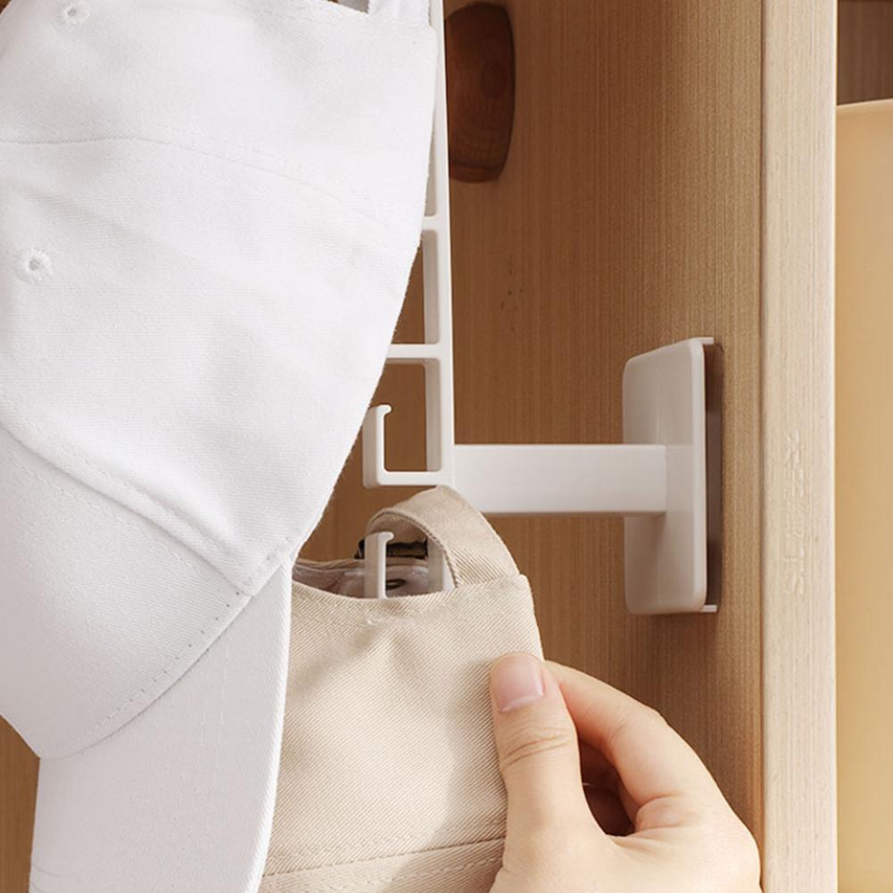 6 Hooks Hat Holder L Shaped Baseball Cap Storage Rack Wall Mount Hat Belt Organizer Hooks Multi-function Storage Hanger