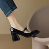 Vintage Patent Leather Mary Jane Shoes Women's Pump 2026 Spring Woman Bowcknot New Coarse Heel Club High Heels Shoes