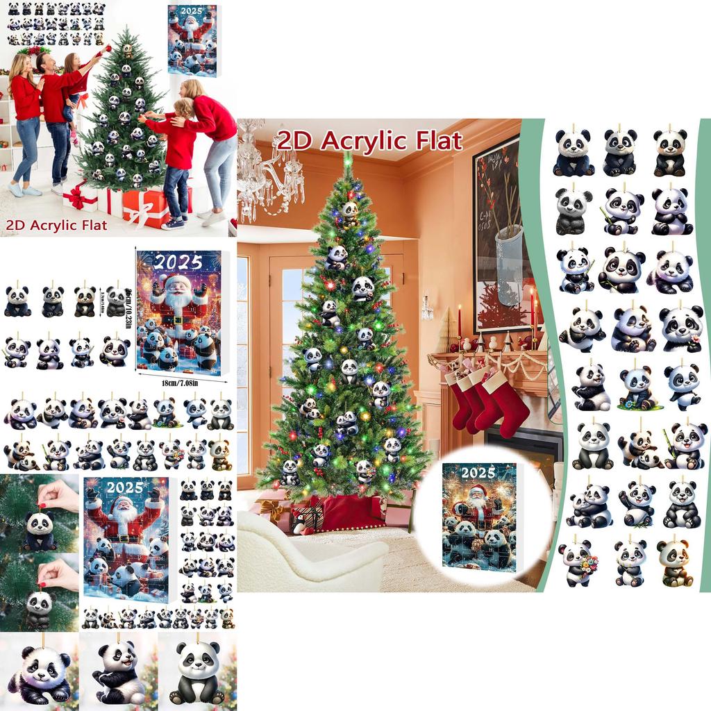 Christmas Panda Advent Calendar Blind Box With 24 Acrylic Decor For Holiday Gift Giving