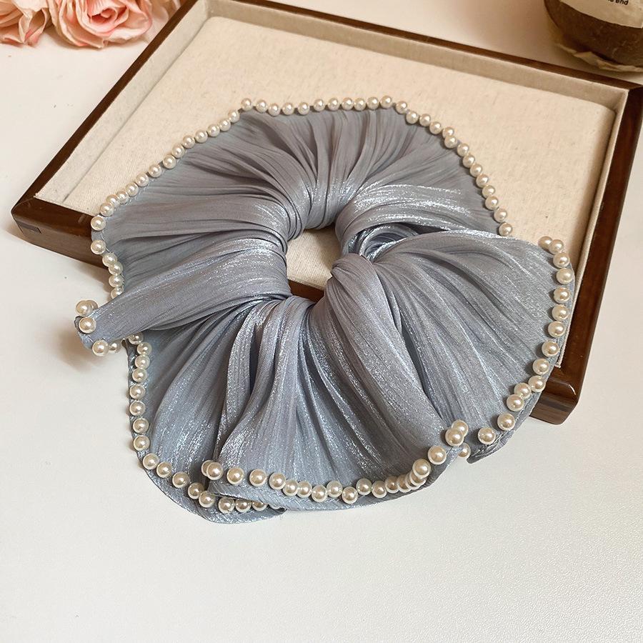 

Fabric pearl mercerized yarn flower large intestine hair band women s French simple light luxury hair accessories fashion versatile headgear