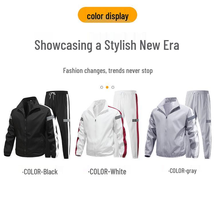 Men's Reflective Logo Two-Piece Casual Running Sportswear - Customizable for Couples