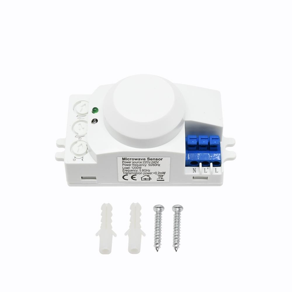 

Indoor best quality microwave radar sensor light switch human movement DC12V-24V AC100V/220V-240V 5.8GHz with housing