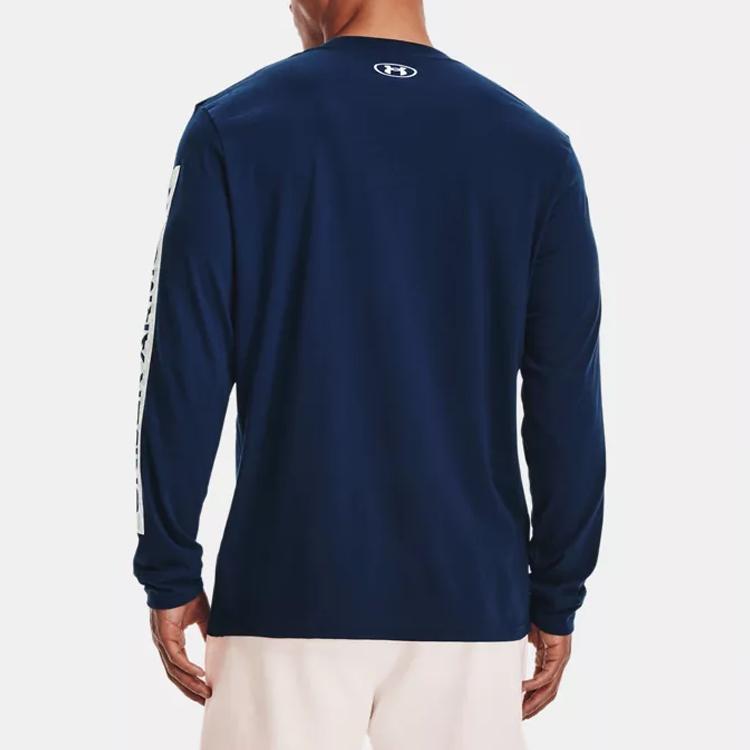 Under Armour Sportstyle Color Block Logo Training Long Sleeve T-Shirt Men tops Academy-Blue 1366464-408