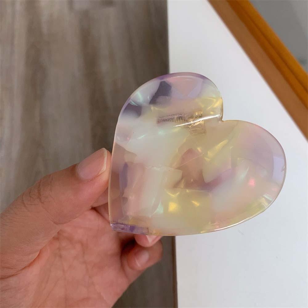 Elegant Acetic Acid Hair Claw Acrylic Plaid Hair Claw Fashion Heart Shark Clip  Friends