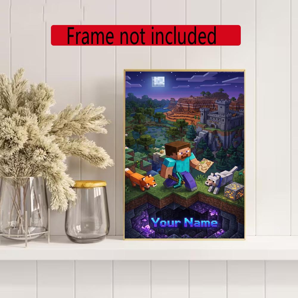 Minecraft Customize Text Diamond Painting Round Diamond Mosaic Suitable For Beginners Diamond Painting Rhinestones Gift Frameless