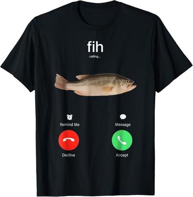 Fih Appeler Rappelle-moi Message Décliner Accepter Appel téléphonique Poisson T-shirt Unisexe