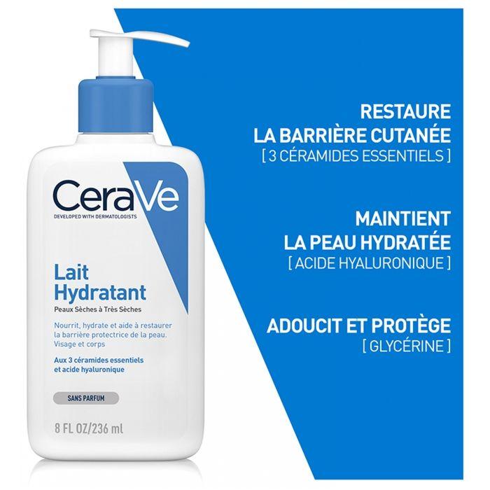 Lait Hydratant - Cerave - 473ml - Hypoallergénique - Peaux Sensibles - Texture Lait