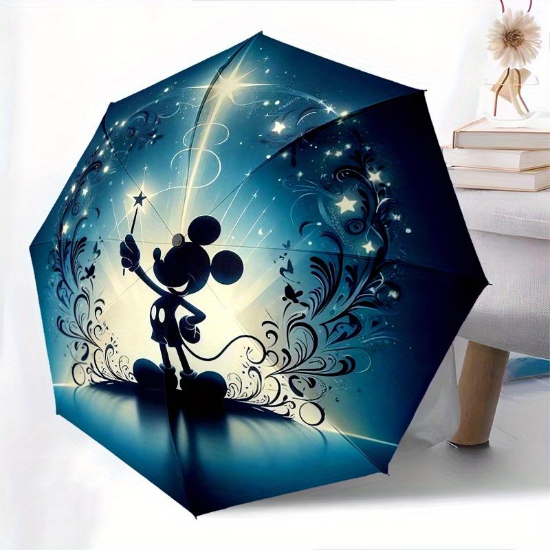 Mickey Mouse Themed Automatic Opening and Closing Folding Umbrella, Reinforced 8 Ribs, Compact Travel Design, Fashionable Folding Umbrella,