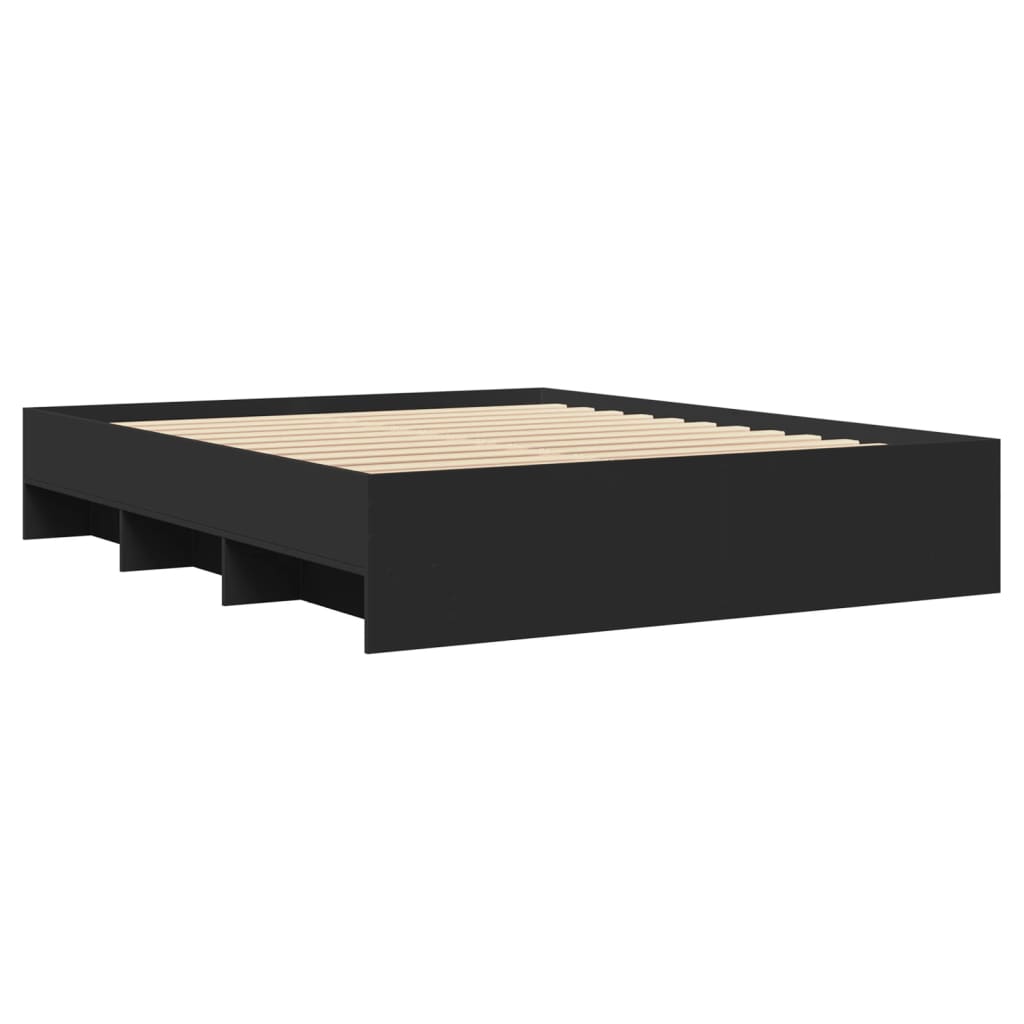 Black Bed Frame 150 x 200 cm Particleboard
