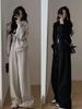 Women's Autumn/Winter Fashionable Casual Sportswear Set: Velvet Hooded Sweatshirt with Wide-Leg Pants Two-Piece