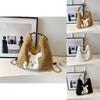 Cute Plush Tote Bag For Women Trendy Large Capacity Bag With Cartoon Patterns Ideal For Daily Use Available In Black Cream Khaki