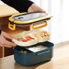Einzelne doppelschichtige Lunchbox Tragbares Fach Obst Lebensmittel Mikrowelle Lunchbox mit Gabel und Löffel Picknick Frisch