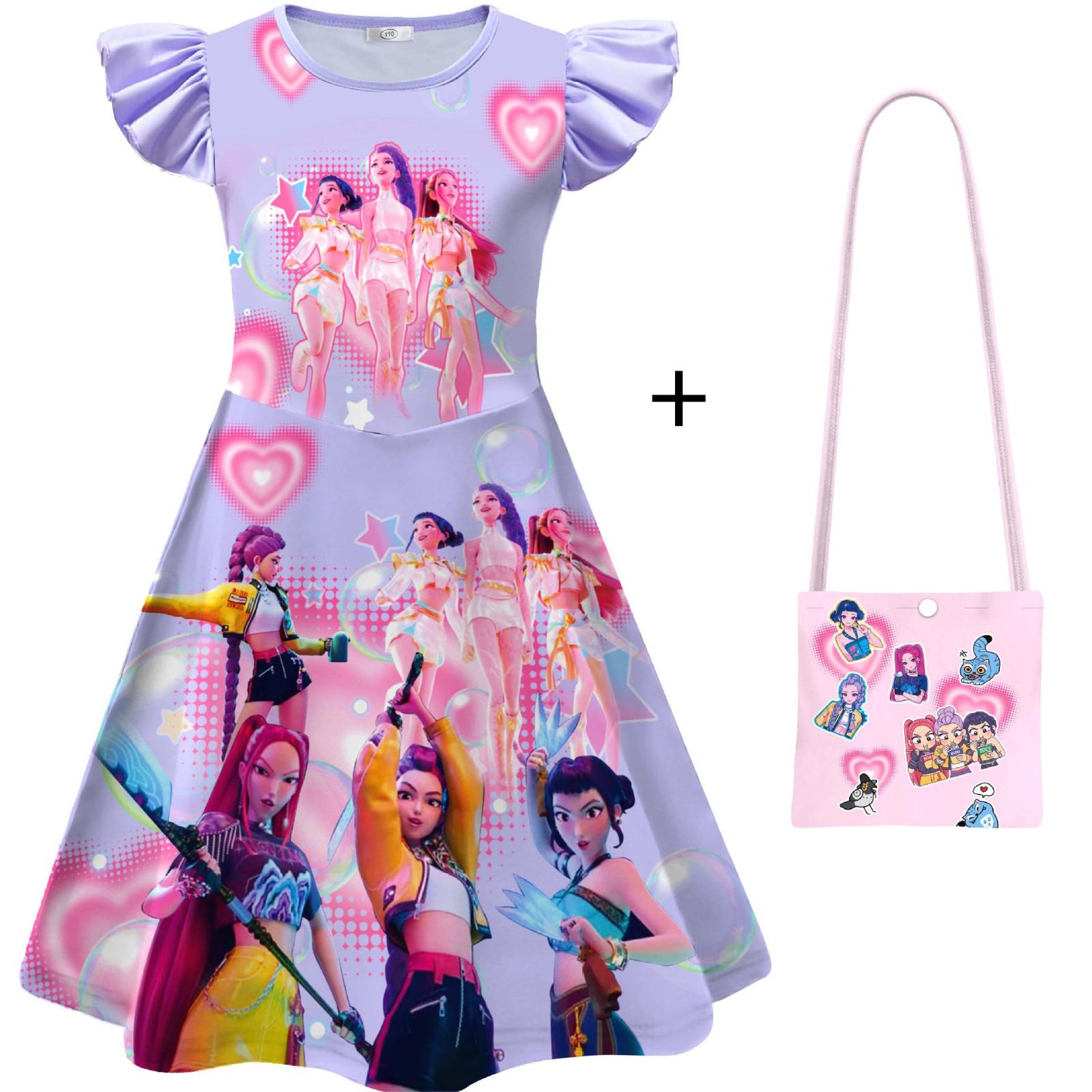 

Girls Fly Sleeve Nightgown Girls Milk Silk Dresses 150