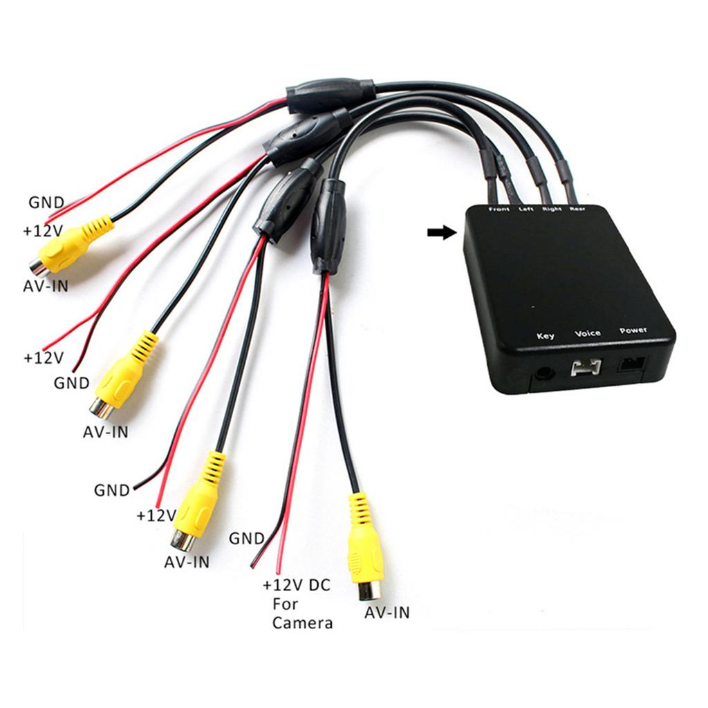 360 View Auto Car Control Box 4 Way Cameras Switch System Reversing Image Camera