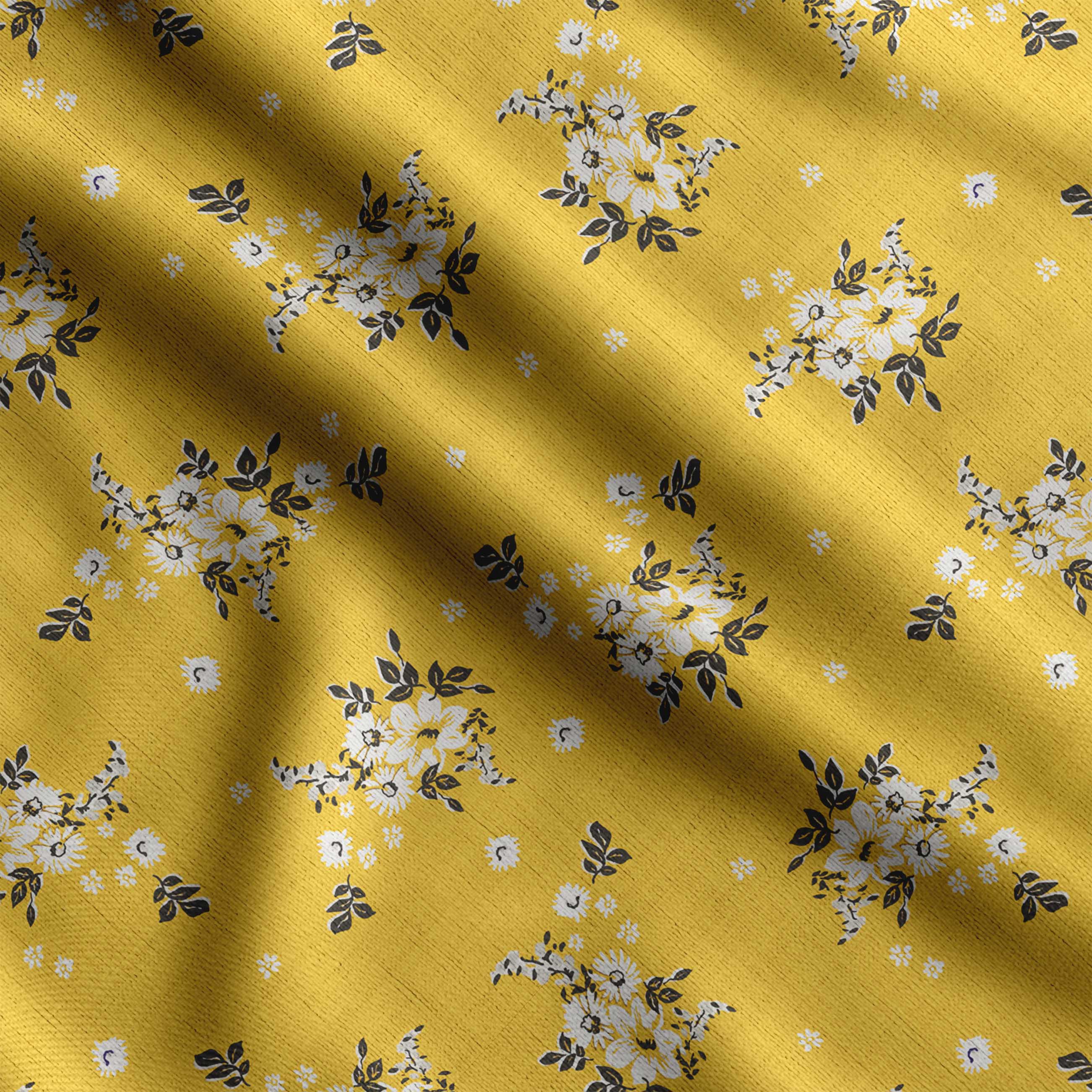 

Soimoi Квітковий принт, бавовняний батист, стьобана тканина, що продається у дворі шириною 42 дюйма, бавовняна тканина середньої щільності, швейні приналежності, чорний і 42 Inch Wide - Cotton Cambric жовтий