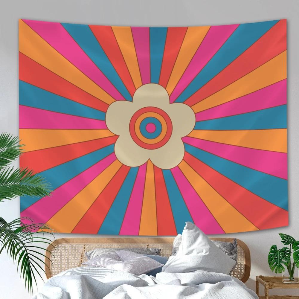 Home Wall Decoration Tapestry Retro Flower Cloud Sun Hanging Cloth Office Living Room Tapestry