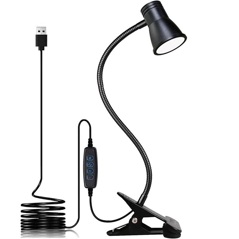 1Pc LEDs Table Desk Lamp Reading Beside Light Clamp  Lighting Fixture USB Powered