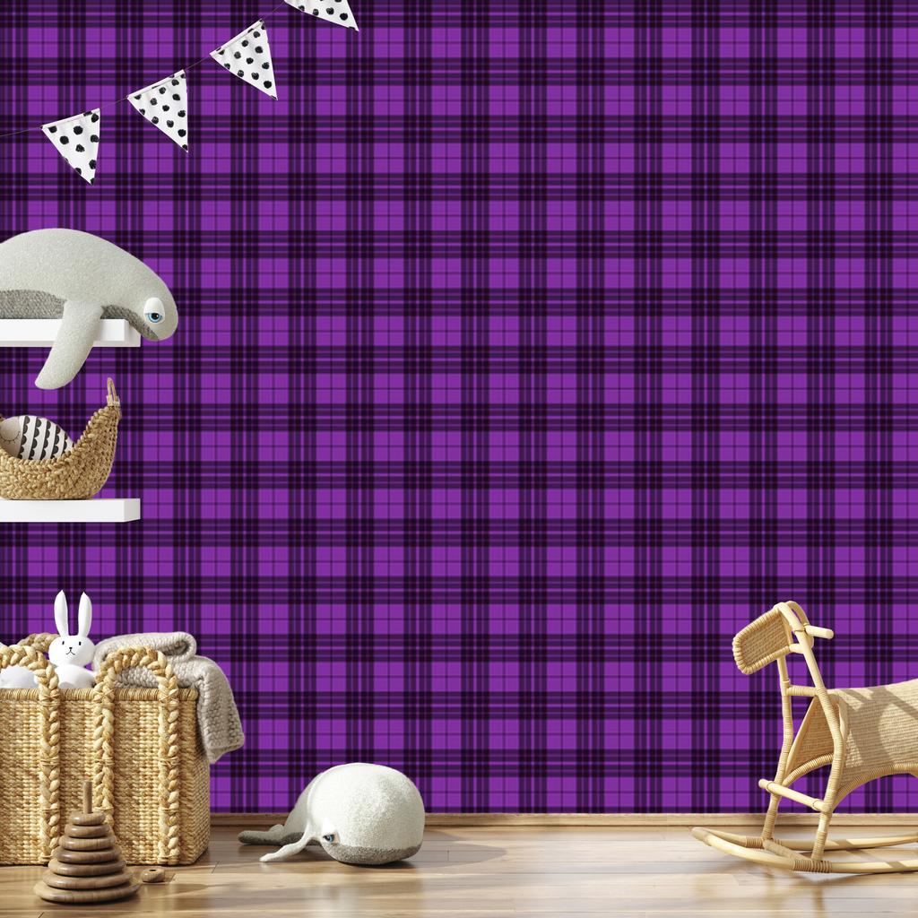 Purple Checkered Wallpaper Plum and Violet for Living Room and Bedroom 50x1000
