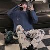 Women's Cartoon Stitch Pajama Set - Long Sleeve & Pants, Wearable Outdoors, Loose Fit for Autumn/Winter.