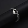 18K Stainless Steel Waterproof Hollow Heart-Shaped Adjustable Bracelet for Women Fashion Simple Twist Braided Bracelet Jewelry