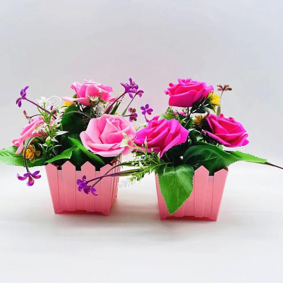 Künstliche Blume, realistische Gartenarbeit, UV-beständig, schick, Balkon, charmante Topf-Fake-Rosenblume, Urlaubszubehör