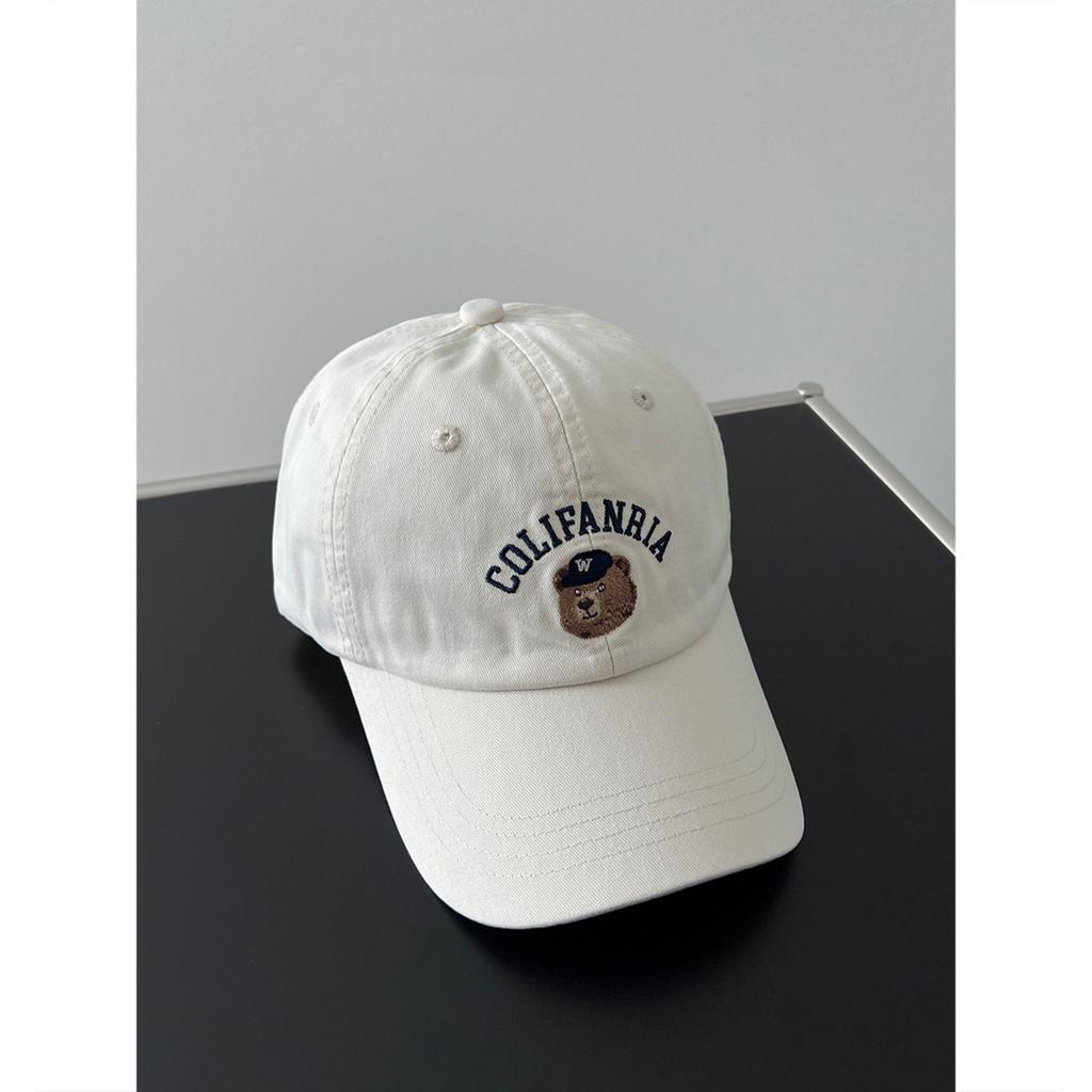 Bear Embroidered Colifanria Baseball Cap With Adjustable Sun Protection Outdoor