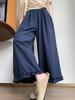 Korean Style Lace Patchwork Ice Silk Wide-Leg Pants for Women - High-Waisted, Versatile, Straight Leg, Summer 2026 Collection