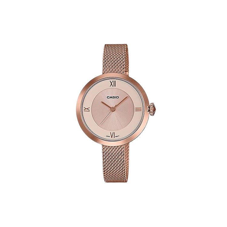 

Casio Standard Series Quartz Movement Stainless Steel Strap Womens Watch Gold Dial Women watches LTPE154MPG-4A Rose Gold Watch Case