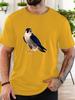 Unisex Black Crew Neck Tee Colorful Peregrine Falcon Bird Realistic Wildlife Bird Watcher Nature Lover Soft Cotton Male Casual Tops