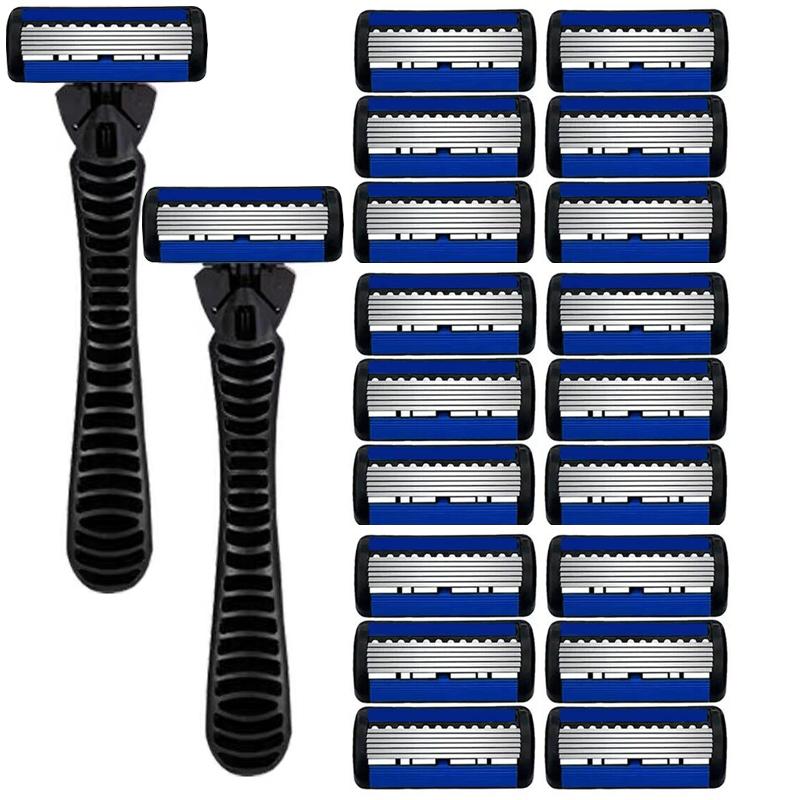 6-Layers Safety Razor Set High Quality Men Razor Sharp Stainless Steel Shaving Changeable Shaver Head Blade