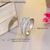 CMM Schmuck Exquisiter Liebesherzförmiger Silberfarbener Zirkonia Öffnender Verstellbarer Ring für Liebhaber Schmuck Geschenk