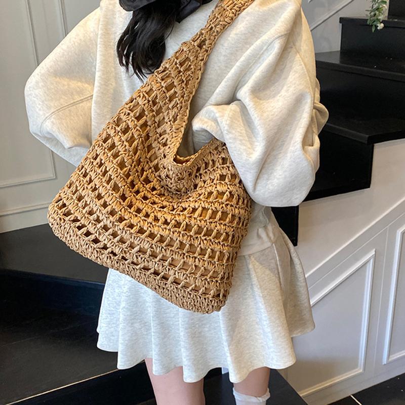 Summer Straw Woven Bag for Women Shoulder Bag Raffia Paper Rope Boho Beach Handbags Casual Messenger Crossbody Bag Female Purse