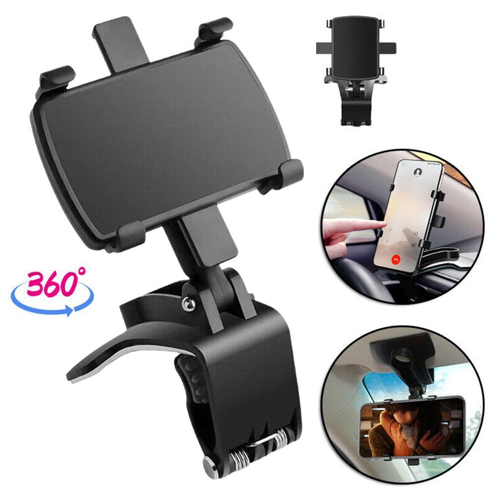 

Car Dashboard Phone Holder Mobile Phone Stand Rotatable Car Clips Smartphone Bracket Sun Visor Mirror Mount Bracket Support чёрный