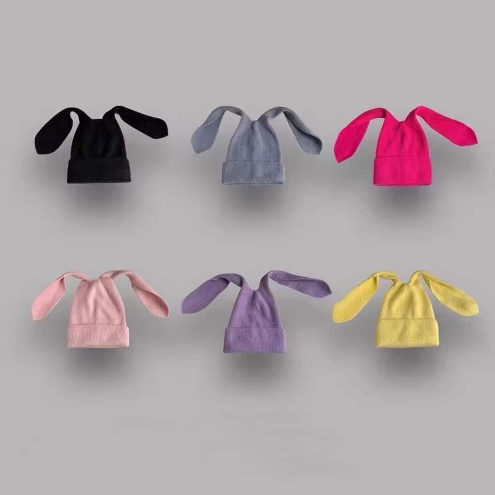 Korean Style Bunny Pullover Cap Trendy Brimless Beanie Hat Woolen Hat Solid Color Knitted Hat  Kids