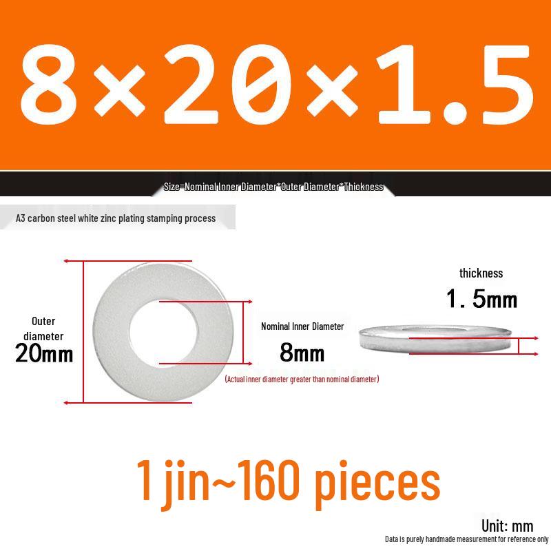 Extra Thick Galvanized Iron Flat Washer, Round, M3-M62