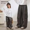 Girls' Floral Print Wide-Leg Cargo Pants